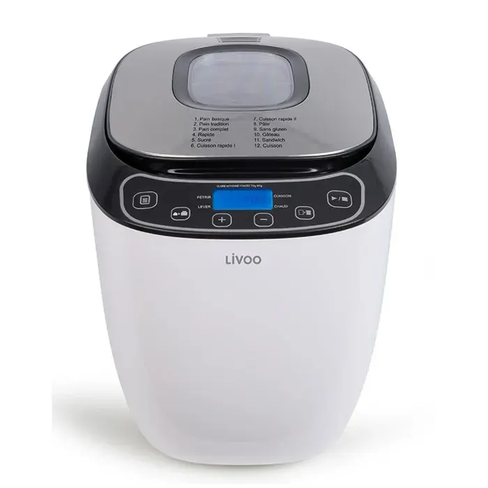 Machine à pain - LIVOO - 550W - Cuve aluminium antiadhésive - 12 programmes - 700/900 g — coloris Blanc