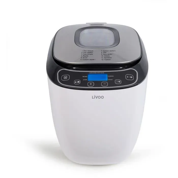 Machine à pain - LIVOO - DOP218 - 550W - 12 programmes - Cuve amovible en aluminium - Ecran LCD - 3 accesssoires inclus