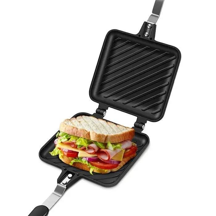 Machine à panini antiadhésive double face fond plat pour petit-déjeuner. Meoiruery