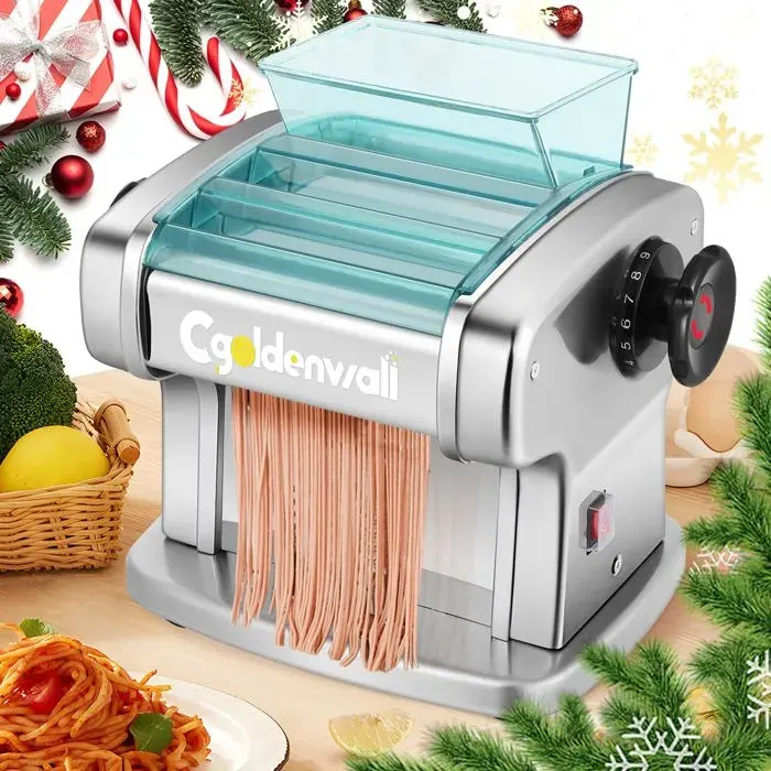 Machine à Pâtes Électrique CGOLDENWALL 135W avec 2 Lames et 9 Épaisseurs Réglables