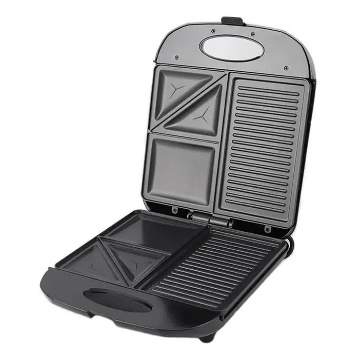 Machine à Petit-Déjeuner 3 en 1 Multifonction Antiadhésive pour Gaufres Omelettes Sandwichs Prise UE