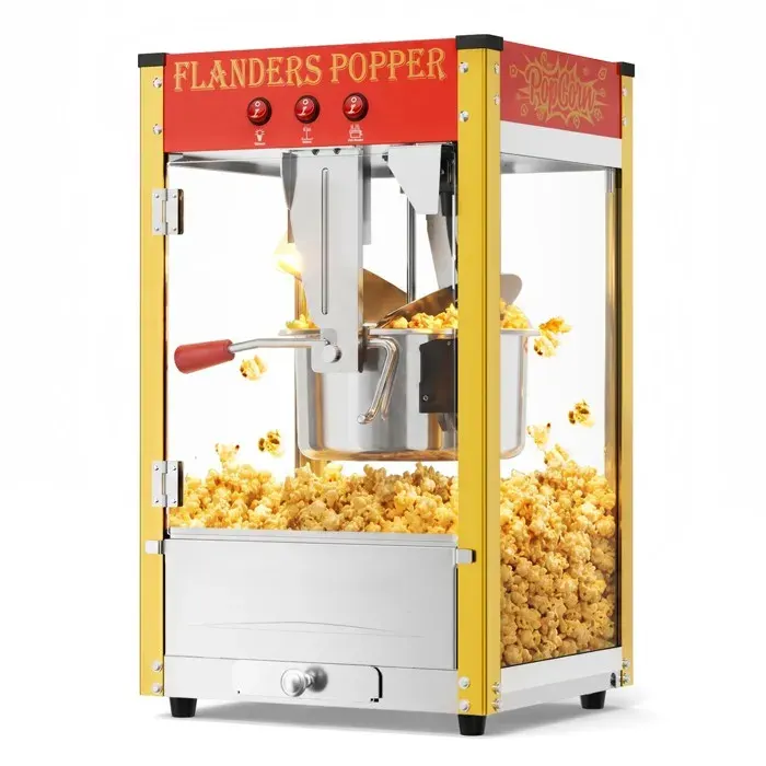 Machine à Pop Corn 800W 10OZ Acier Inoxydable Chauffage Uniforme Anti-Brûlure Fête & Cinéma Privé (Rouge Rétro)