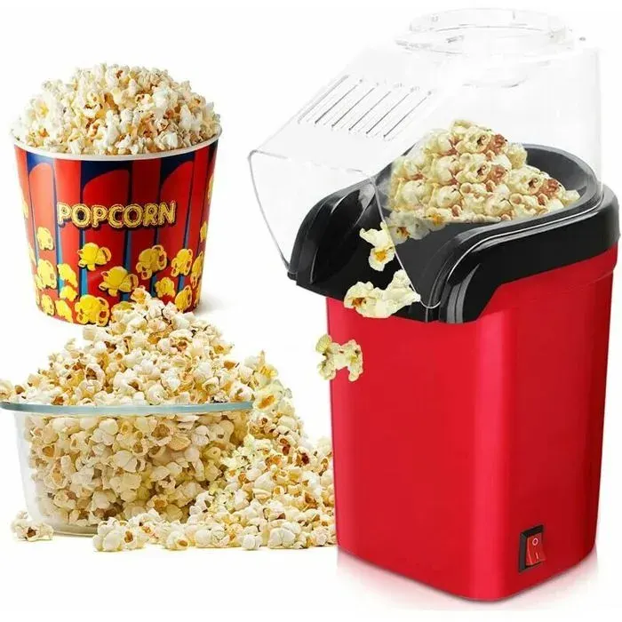 Machine à Pop Corn à Air Chaud Pour la de Grains de 3 Minutes Pop Corn Sans Graisse et Sain Pour la Maison Ensoleillé Label