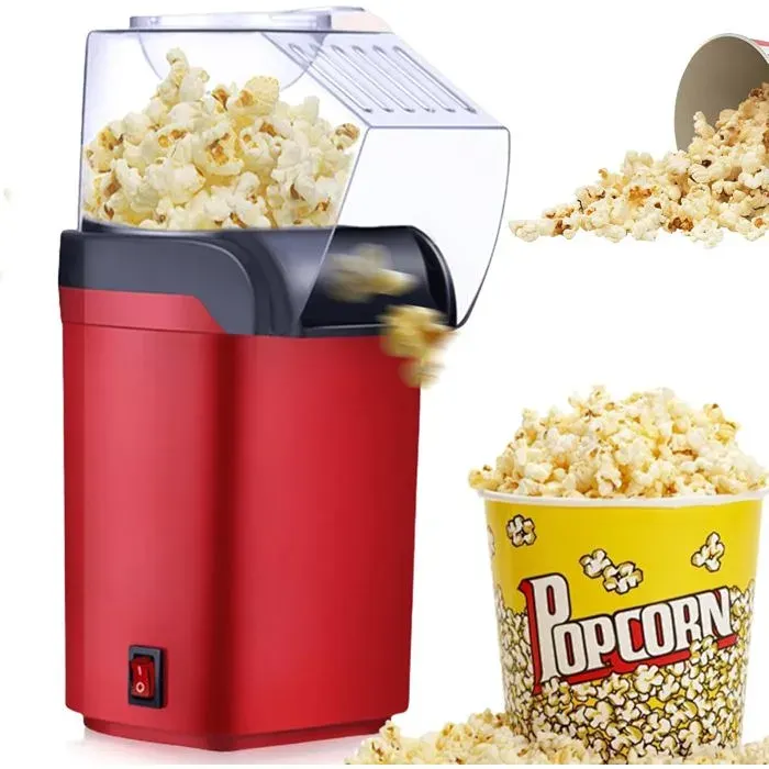 Machine à pop-corn air chaud 1200 W automatique silencieuse couvercle transparent snacking sans huile