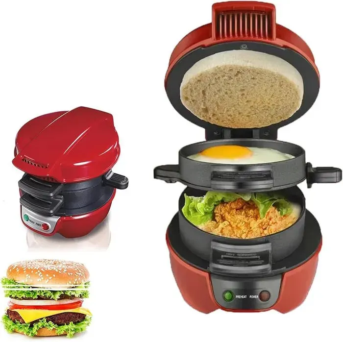 Machine à sandwich Pour petit-déjeuner Gaufrier Pour Hamburgers à usage commercial Avec anneau de cuisson Presse Àa Hamburger
