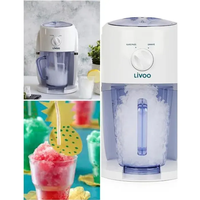 Machine broyeur de glace 2 en 1pour granités et glace pilée couleur blanc