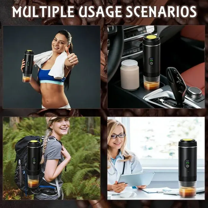 Machine café portable 3 en 1 rechargeable 12V compatible capsules et moulu pour camping bureau voyage Corvina