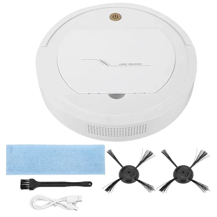 Machine de balayage intelligente 3-en-1 aspiration automatique USB appareil ménager blanc nettoyage sols et surfaces pratique