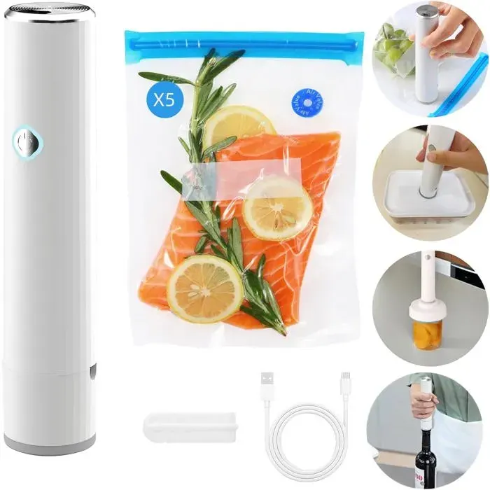 Machine de mise sous vide-Dispositif de scellage-Mini scelleuse-Machine sous vide compacte-Machine sous vide professionnelle -Blanc