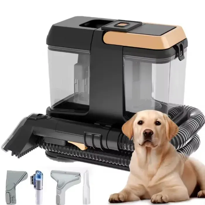 Machine de Nettoyage de Canapé 9 kpa 4 Têtes de Brosse Nettoyeur de Tapis Portatif Multifonction pour Voiture Canapé Poils danimaux