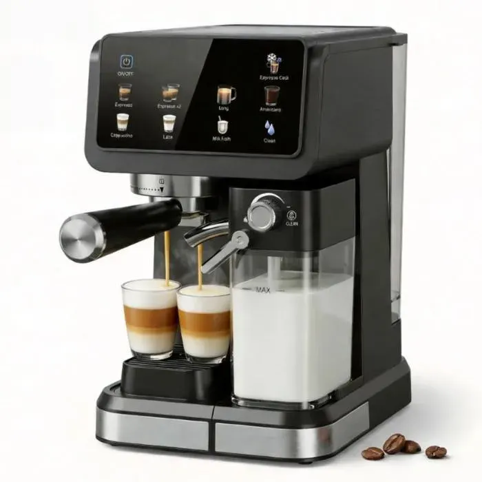 Machine expresso 3 en 1 tactile mousseur lait automatique double chauffage noir