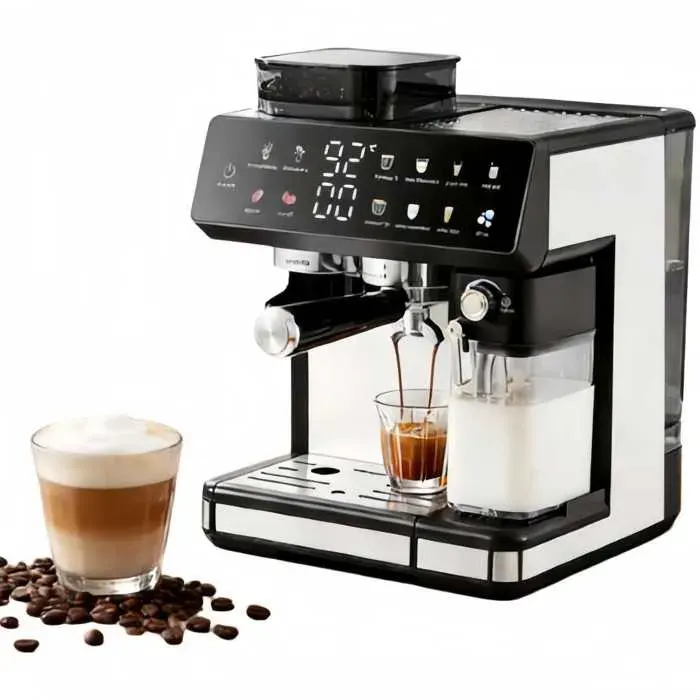 Machine expresso avec broyeur et mousseur lait écran tactile café chaud/froid 1 ou 2 tasses