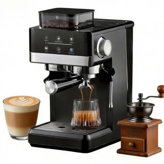 Machine expresso avec broyeur intégré café chaud et froid buse vapeur écran tactile noir