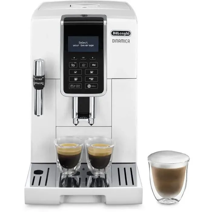 Machine expresso broyeur - DeLonghi - Dinamica - ECAM350.35.W - 6 recettes - Blanc