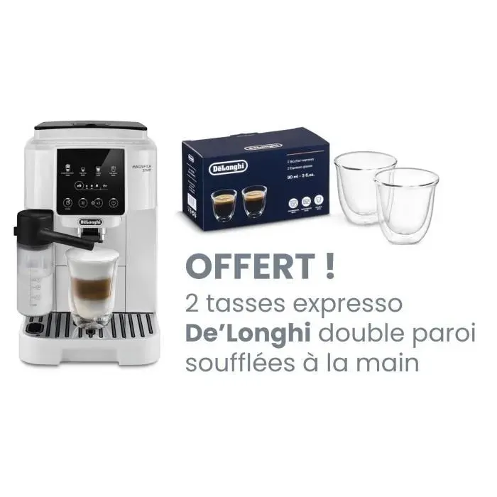 Machine expresso broyeur - DeLonghi - Magnifica start - ECAM220.61.W - 4 recettes - Blanc inox — vue 2