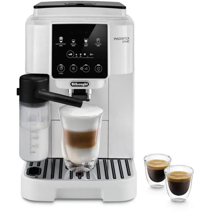 Machine expresso broyeur - DeLonghi - Magnifica start - ECAM220.61.W - 4 recettes - Blanc inox