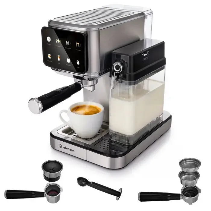 Machine Expresso Lehmann Antonelli - 1350 W - 20 Bar - Café Moulu & Capsules - Mousseur Auto - Eau 12 L - Lait 1 L