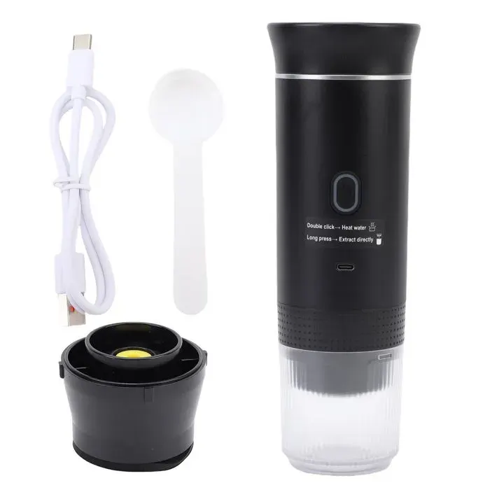 Machine expresso portable – MLBQ – Capsule ou moulu – Automatique 72 W 120 ml – Voyage et maison – Noir