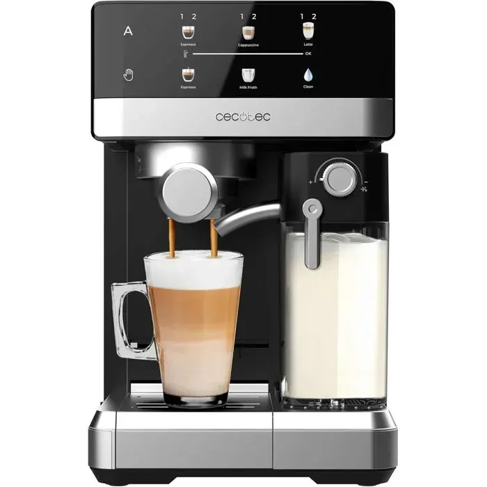 Machine expresso semi-automatique - TURBIX - Power Espresso 20 Touch & Cream - 20 bars - Thermoblock 1350W - Réservoir 18L