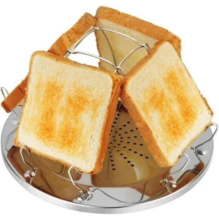Machine Pain de Camping Grille-Pain Gaz Pliable en Acier Inoxydable