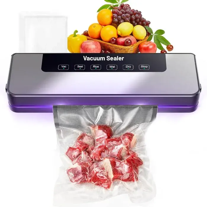 Machine Sous Vide 4 Modes Double Soudure 50 Sacs Automatique Aliments Secs Humides Compacte
