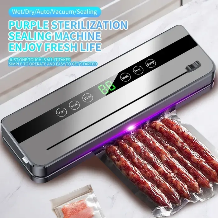 Machine sous vide - 5 Modes - Appareil de Mise Sous Vide - 65 KPA - Coupeur Intégré - avec Sac Alimentaire Sous Vide