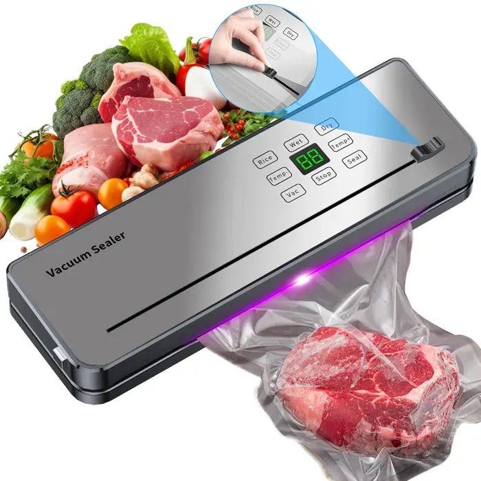 Machine sous vide 8 en 1 - Appareil de Mise Sous Vide - 8 Modes - Température réglable - Cutter Intégré - 10 Sacs - scellage 30cm