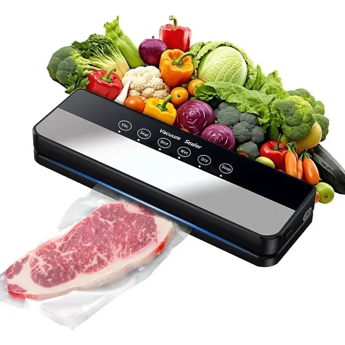 Machine Sous Vide Alimentaire 5 en 1 Appareil Sous Vide Alimentaire avec Mode Sec et Humide Sacs Vide Inclus (Black)