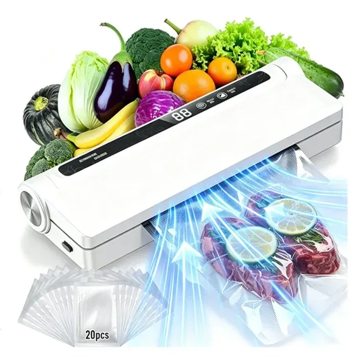 Machine Sous Vide Alimentaire 60kPa forte aspiration écran LED 20 sacs inclus pour cuisine et conservation des aliments
