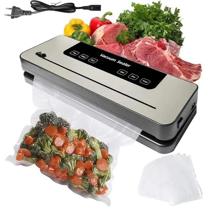 Machine Sous Vide Alimentaire 7 En 1: Soudeuse Sous Vide Domestique Avec Avec 50 Sacs Réutilisables Et 6 Modes Machine À Vide Appa