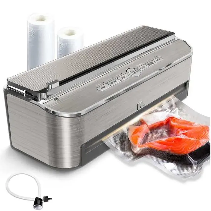 Machine sous vide alimentaire 85kPa 120W en acier inoxydable scellage automatique 6-18s avec cutter intégré et mode marinade