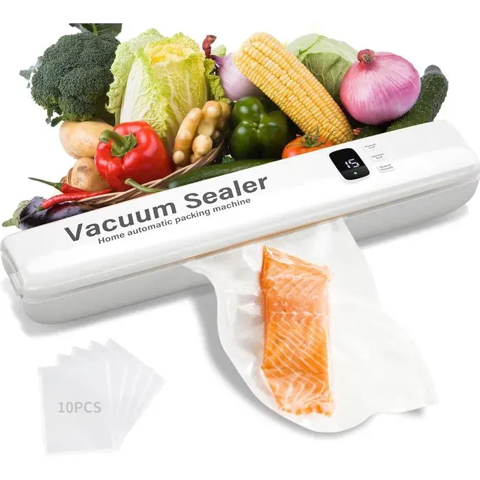 Machine Sous Vide Alimentaire Avec 10 Sacs De Scellage Sous Vide Scelleuse Sousvide Automatique Pour Aliments Affichage Numériqu