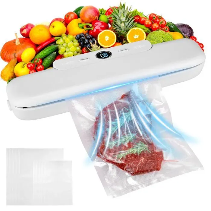 Machine Sous Vide Alimentaire Avec 10 Sacs de Scellage Sous Vide Scelleuse SousVide Automatique Pour Aliments Affichage Numérique