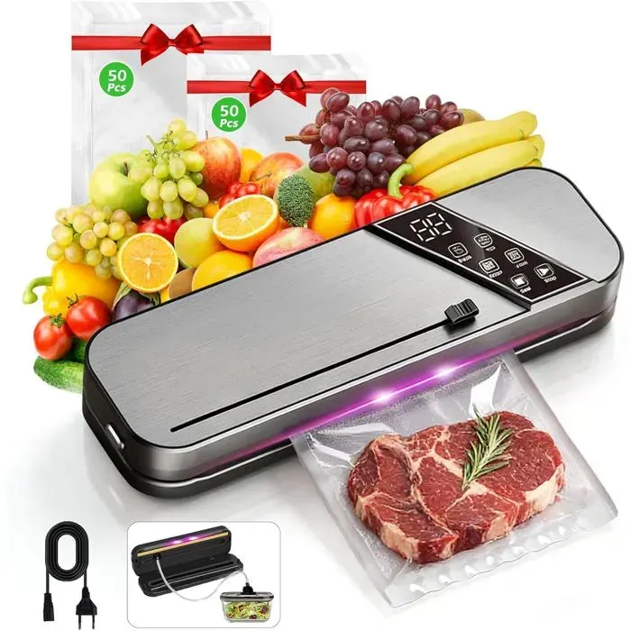 Machine Sous Vide Alimentaire Avec Stérilisation Uv 15L/Min Appareil Mise Sous Vide Professionnel Scelleuse Sous Vide 5-En-1 Avec