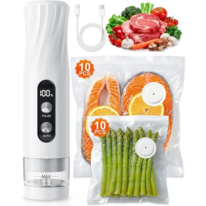 Machine sous vide alimentaire portable - VETOBIOL - 60Kpa ultra-puissante - Scellage auto & mode Pulse
