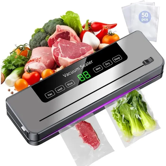 Machine sous vide alimentaire - VETOBIOL - Mode Humide/Sec/Normal/Doux - Force daspiration 90 kPa - Moteur 120 W
