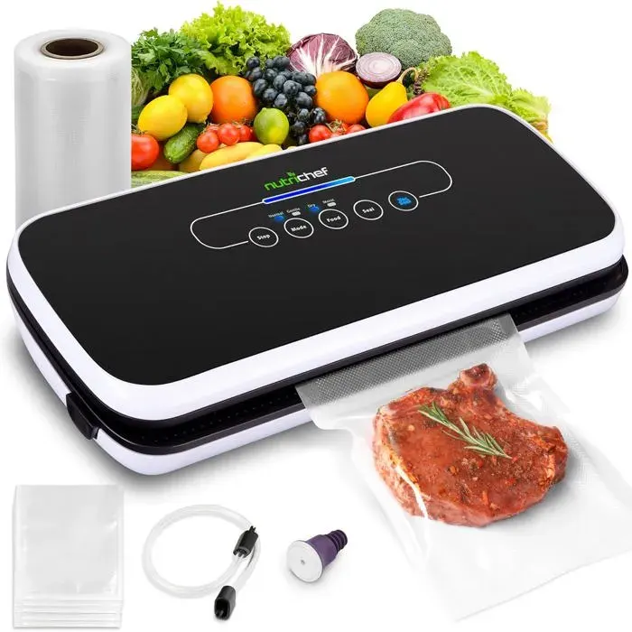 Machine Sous Vide Automatique – Scelleuse Alimentaire Pour Aliments Secs Et Humides Écran Tactile Led Sacs Inclus Tuyau Aspirati