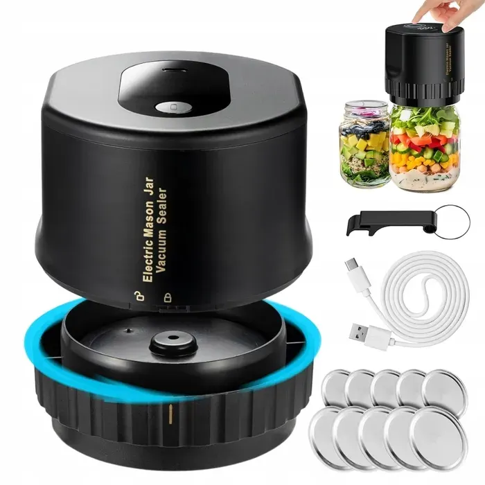 Machine sous vide électrique-2 tailles bocaux-couvercles 68/83cm-60kPa-sans fil-batterie 5h-ABS alimentaire-portable