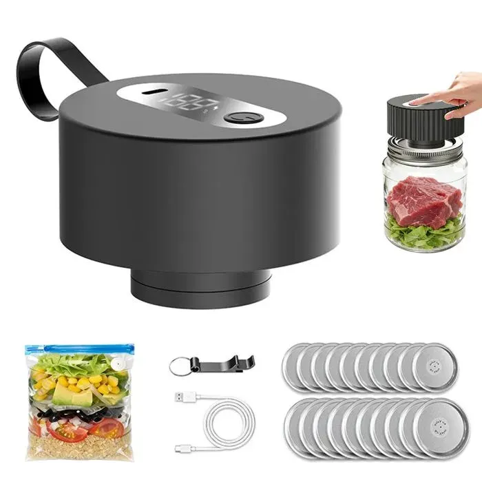 Machine sous vide pour bocaux - Lot 1 - Étanche portable fermeture automatique - Inclus 20 couvercles VoltPulse
