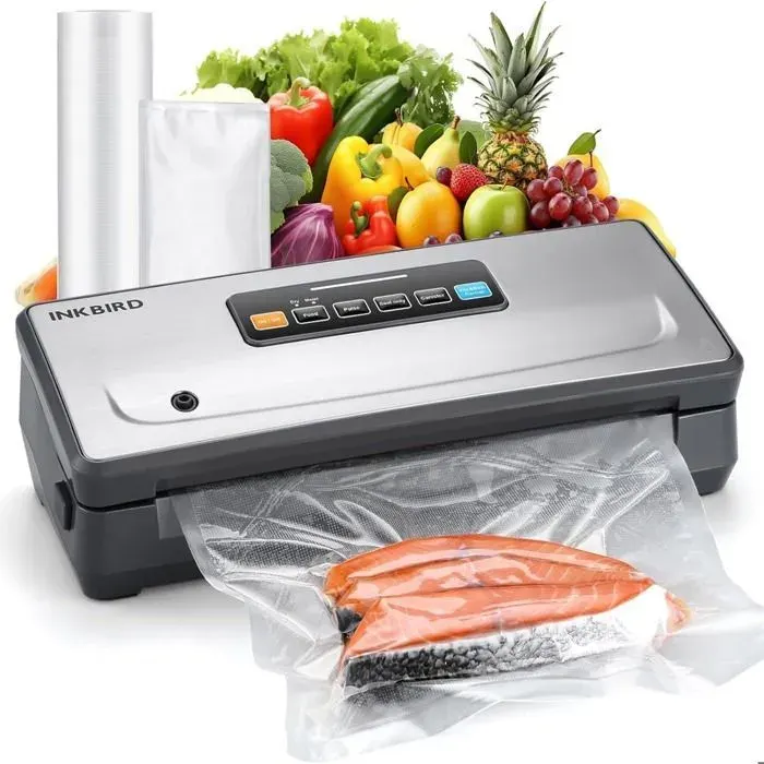 Machine Sous Vide Sans Fil INKBIRD 80KPAAppareil sous vide Cutter intégréRechargeble Batterie2000mAhAvec Rouleaux de Sac INK-VS06