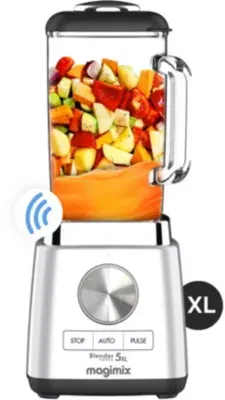 Magimix - Blender Power 5 Xl Chrome Mat 11643 - Ultra Silencieux - Bol Verre 2l — coloris Noir