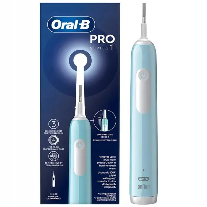 Manche de brosse à dents électrique - ORAL-B - Pro 1 - Caribbean Blue - Rechargeable - Nettoyage quotidien