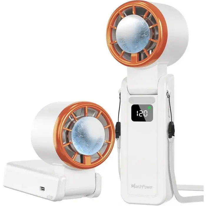 Marchpower Mini Ventilateur Portable 120 Vitesses Batterie 3600 mAh USB Rechargeable Pliable Blanc