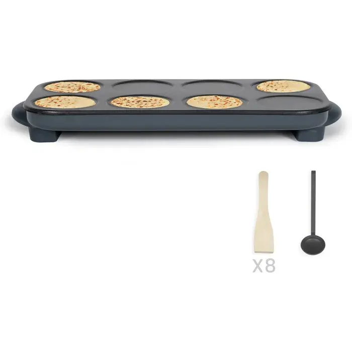 Maxi crêpes party - LIVOO - DOC186G - 1500 W - 8 mini crêpes Ø 12 cm - Revêtement antiadhésif - Noir