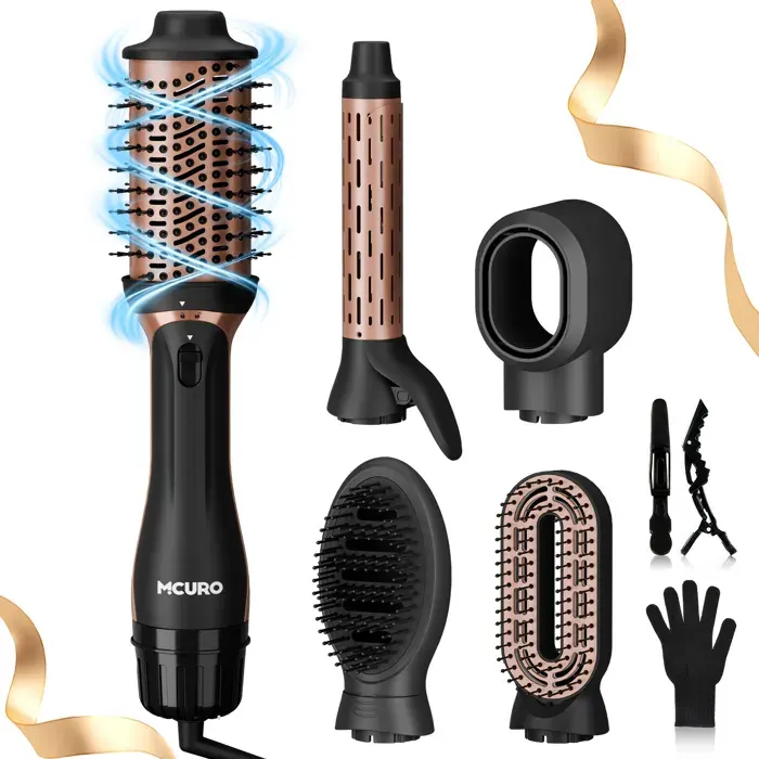 MCURO Brosse soufflante 5-en-1 1200W — sèche lisse boucle et volume — 4 températures