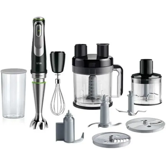 Mélangeur à purée - BRAUN - MultiQuick 9 MQ 9195XLI - 2 l - 1200 W - Noir Acier inoxydable