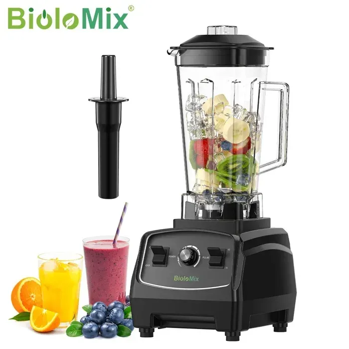 Mélangeur Biolomix Puissant 2200W 3hp 30000 RPM 6 Lames Sans BPA Capacité 1.5L Smoothie Glacée Presse Agrumes