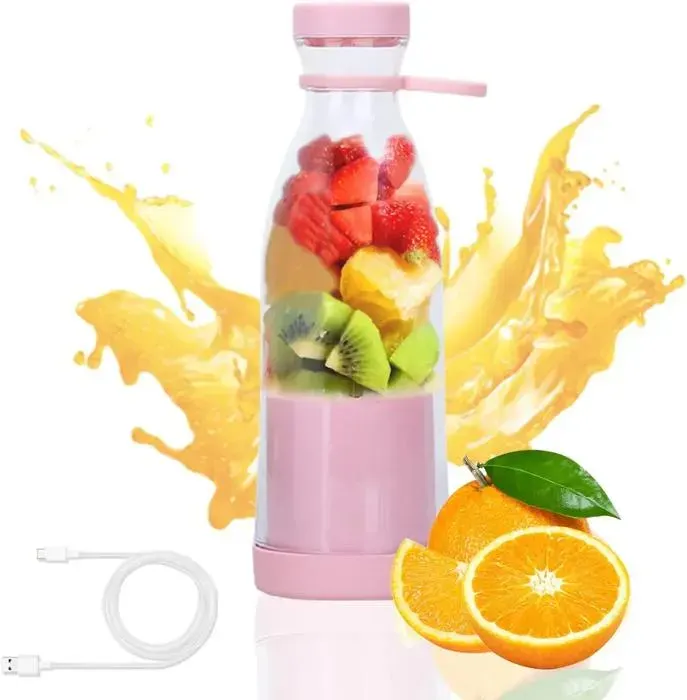 Mélangeur de smoothie - YYV - 380 ml - Portable - Couleur rose - Petit électroménager