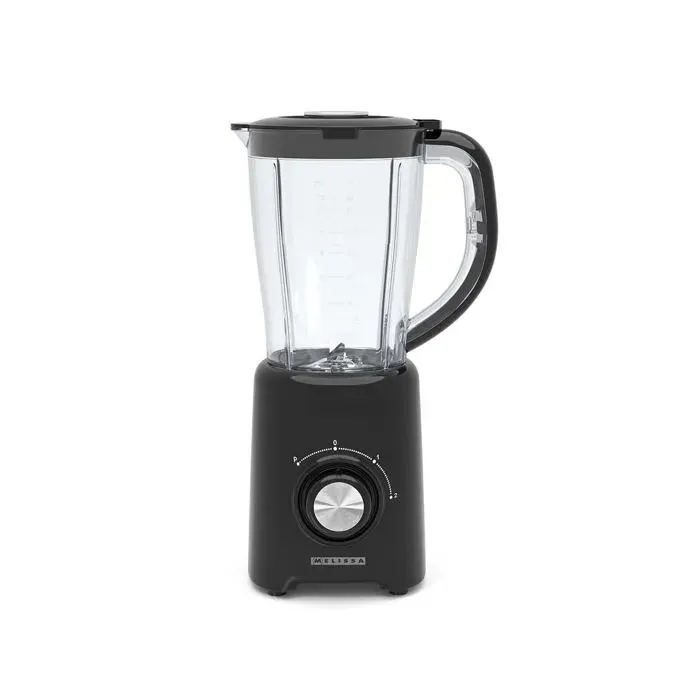 Melissa 16180134 - Blender sur socle - 800 W - 2 vitesses + fonction pulse - 4 lames en acier inoxydable - bol en plastique - noir