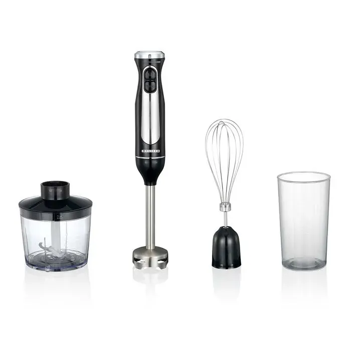 Melissa 16210069 - Mixeur plongeant - Hachoir Fouet Gobelet - 600W - Noir Acier Inoxydable